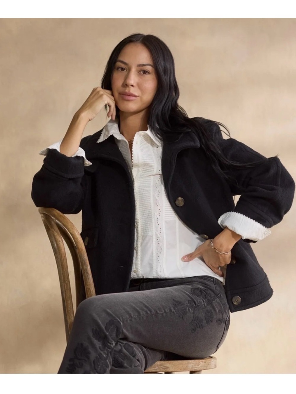 Sundance Women’s Glennon Wool Blend Coat L Black NEW - Picture 2 of 9